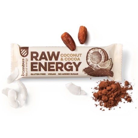 Tyčinka Raw Energy Kokos a Kakao  50g Bombus