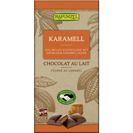 Čokoláda mliečna s náplňou karamel 100g BIO Rapunz
