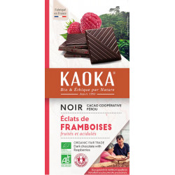 Čokoláda horká s malinami  Bio 100g KAOKA